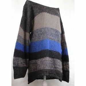 Topshop Blue And Gray Oversized Sweater